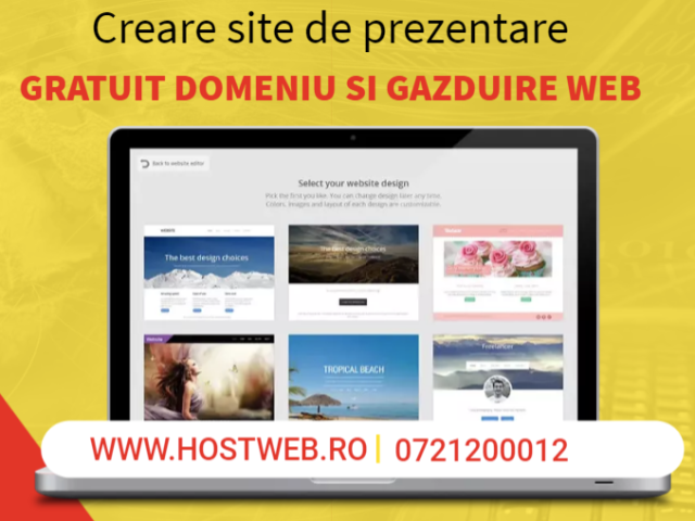 Creare site de prezentare cu domeniu și gazduire web Incluse Gratuit